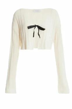 Cardigans*Quiz Crochet Knit Tie Cardigan Off White