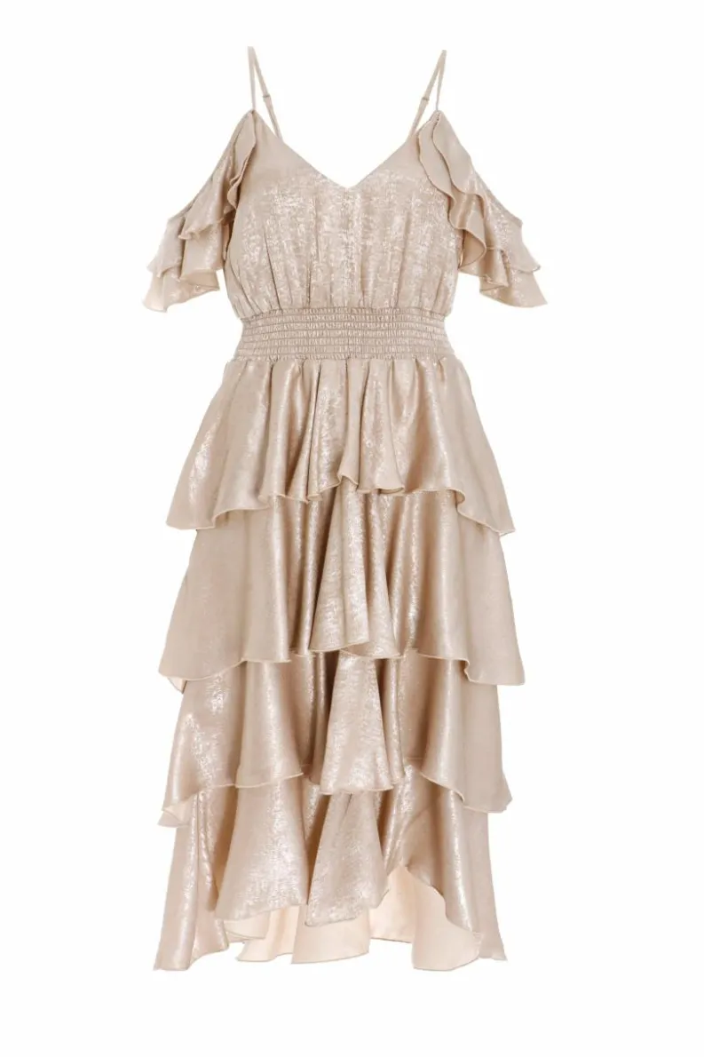 Midi Dresses*Quiz Drop Shoulder Tiered Midi Dress Off White