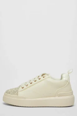 Trainers*Quiz Faux Leather Glitter Trainers Off White