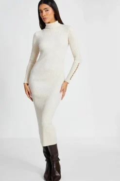 Jumper Dresses|Jumper Dresses*Quiz Ribbed Knit Jumper Dress Off White