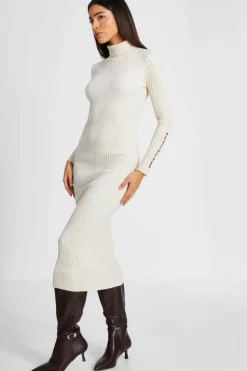 Jumper Dresses|Jumper Dresses*Quiz Ribbed Knit Jumper Dress Off White