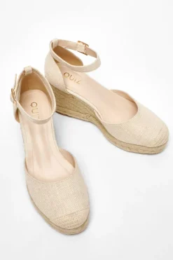 Sandals*Quiz Woven High Wedges Off White