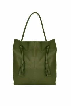Shoulder Bags*Sostter Olive Drawcord Leather Hobo Shoulder Bag Green
