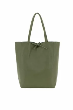 Tote Bags*Sostter Pebbled Leather Tote Shopper | BAIRI Olive