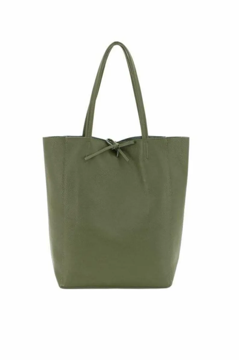 Tote Bags*Sostter Pebbled Leather Tote Shopper | BAIRI Olive