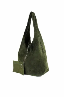 Shoulder Bags*Sostter Olive Soft Suede Leather Hobo Shoulder Bag | BIAIX Green