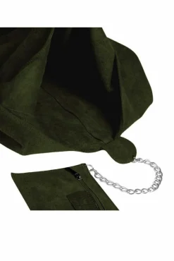 Shoulder Bags*Sostter Olive Soft Suede Leather Hobo Shoulder Bag | BIAIX Green