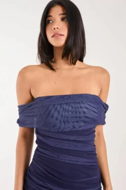 Midi Dresses*Pink Vanilla Ombre Bardot Midi Dress Navy
