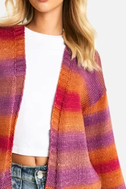 Cardigans*boohoo Ombre Knitted Slouchy Cropped Cardigan pink