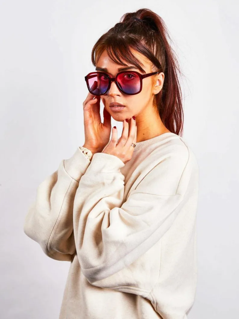 Sunglasses*SVNX Ombre Lense Oversized Sunglasses Plum