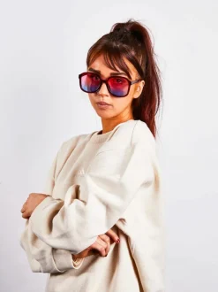 Sunglasses*SVNX Ombre Lense Oversized Sunglasses Plum
