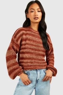 Oversized Jumpers*boohoo Ombre Marl Jumper rust