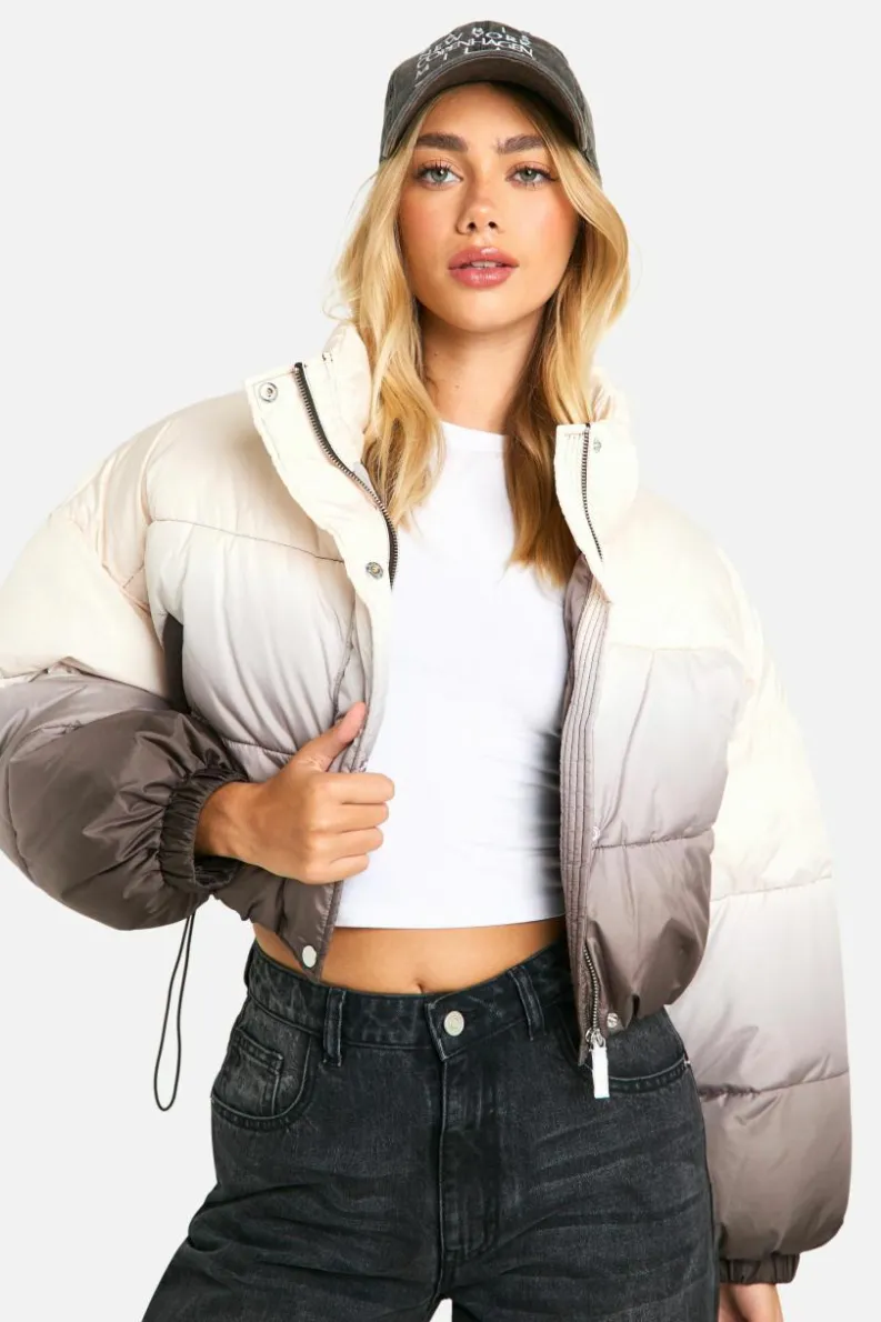 Up To 80% Off Winter Warmers|Puffer Jackets*boohoo Ombre Puffer Jacket chocolate