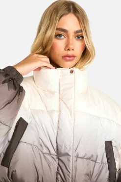 Up To 80% Off Winter Warmers|Puffer Jackets*boohoo Ombre Puffer Jacket chocolate