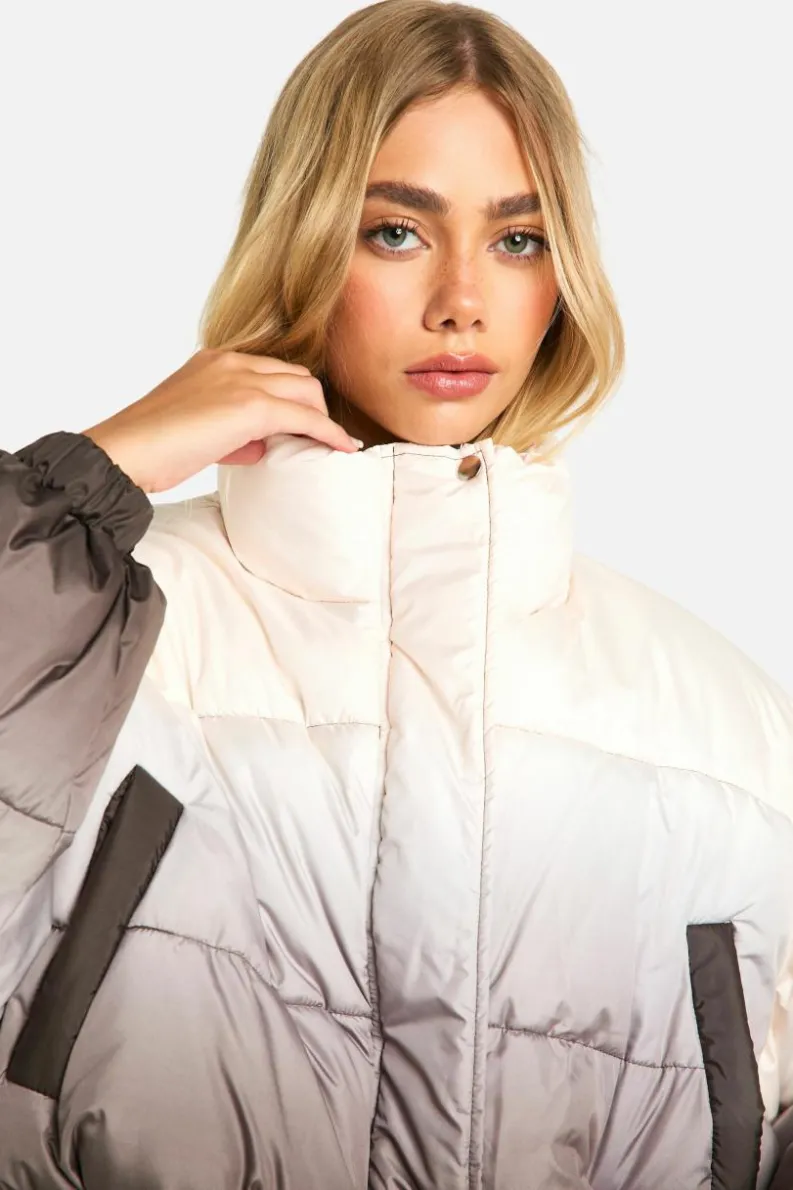 Up To 80% Off Winter Warmers|Puffer Jackets*boohoo Ombre Puffer Jacket chocolate