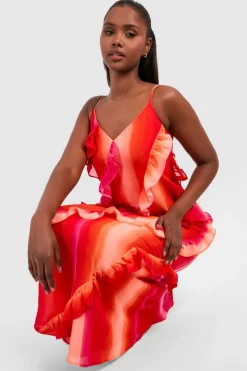 Cami Dresses*boohoo Ombre Ruffle Tiered Maxi Dress pink
