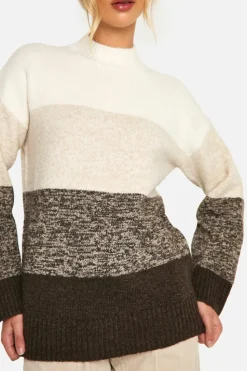Oversized Jumpers|Jumpers*boohoo Ombre Stripe Soft Knit Longline Jumper mocha