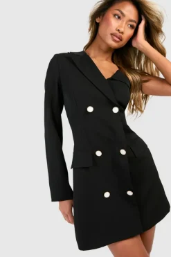 Blazer Dresses*boohoo One Shoulder Blazer Dress black