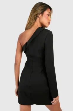 Blazer Dresses*boohoo One Shoulder Blazer Dress black