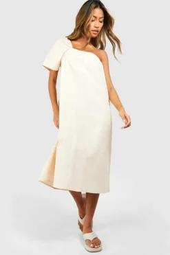 Smock Dresses|Midi Dresses*boohoo One Sleeve Midi Dress stone