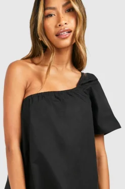 Smock Dresses*boohoo One Sleeve Mini Dress black