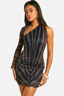 Wrap Dresses|Bodycon Dresses*boohoo One Sleeve Wrap Over Mini Dress black