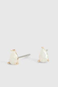 Earrings*boohoo Opal Stone Stud Earrings gold