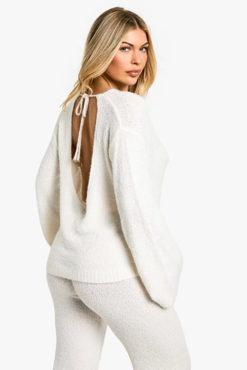 Jumpers|Knitwear*boohoo Open Back Boucle Jumper cream