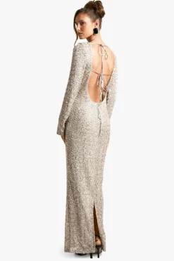 Maxi Dresses*boohoo Open Back Sequin Maxi Dress mocha