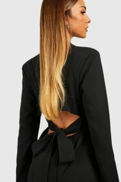 Blazer Dresses|Mini Dresses*boohoo Open Bow Back Tailored Blazer Dress black