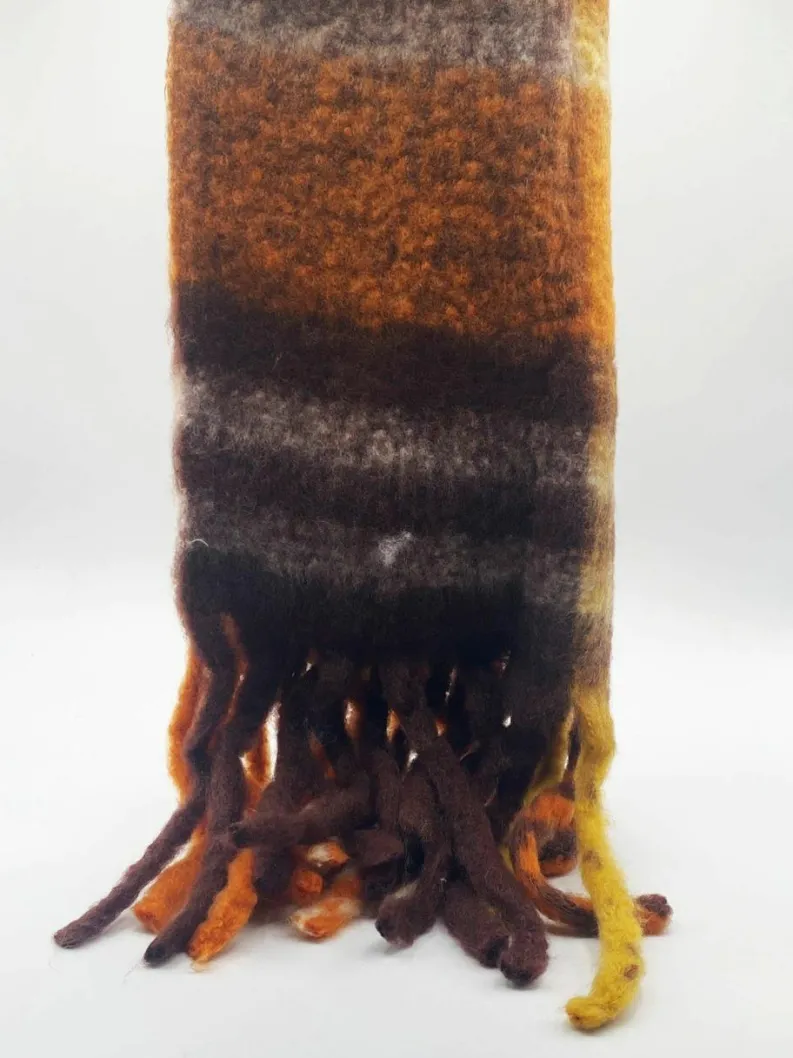 Hats & Gloves|Hats & Gloves*SVNX Orange and Brown Tartan Scarf with Tassels Multi