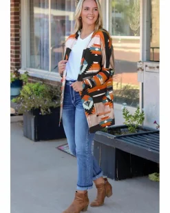 Cardigans*Azura Exchange Western Tribal Aztec Print Cardigan Orange