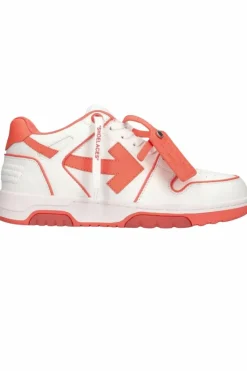 Trainers*Off-White Out Of Office Coral Red Calf Leather Sneakers Orange