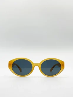 Sunglasses*SVNX Oval Plastic Frame Sunglasses Yellow