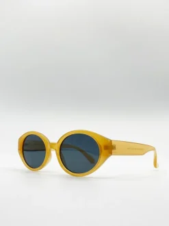 Sunglasses*SVNX Oval Plastic Frame Sunglasses Yellow
