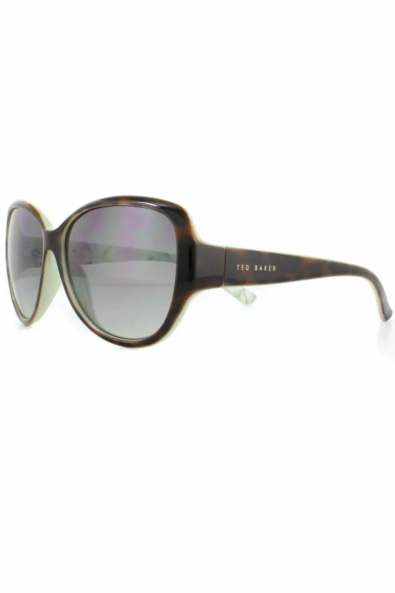 Sunglasses*Ted Baker Oval Tortoise Green Grey Gradient Sunglasses Brown
