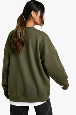 Sweatshirts|Hoodies & Sweatshirts*boohoo Overdye Seattle Oversized Sweatshirt khaki