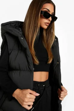 Up To 80% Off Winter Warmers|Gilets*boohoo Oversized Belted Puffer Gilet black