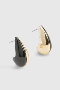 Statement Earrings|Earrings*boohoo Oversized Black Contrast Teardrop Earrings gold