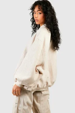 Up To 80% Off Winter Warmers|Bomber Jackets*boohoo Oversized Boucle Bomber Jacket stone