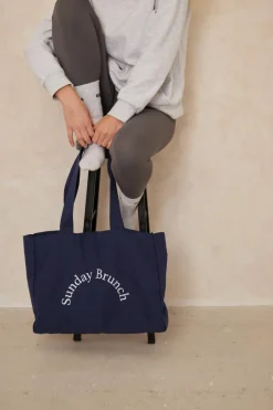 Handbags|Tote Bags*My Accessories London Oversized Canvas Sunday brunch Tote bag Navy