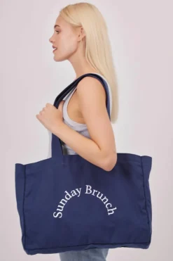 Handbags|Tote Bags*My Accessories London Oversized Canvas Sunday brunch Tote bag Navy