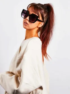 Sunglasses*SVNX Oversized Cat Eye Sunglasses Black