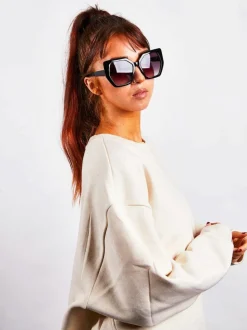 Sunglasses*SVNX Oversized Cat Eye Sunglasses Black