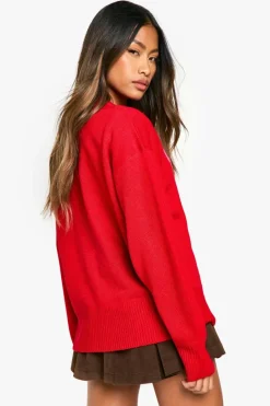 Oversized Jumpers*boohoo Oversized Christmas Bow Jumper red