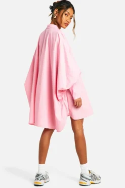 Shirt Dresses*boohoo Oversized Cotton Shirt Dress pink