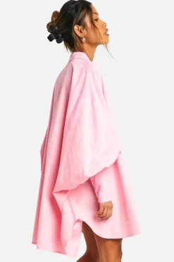 Shirt Dresses*boohoo Oversized Cotton Shirt Dress pink