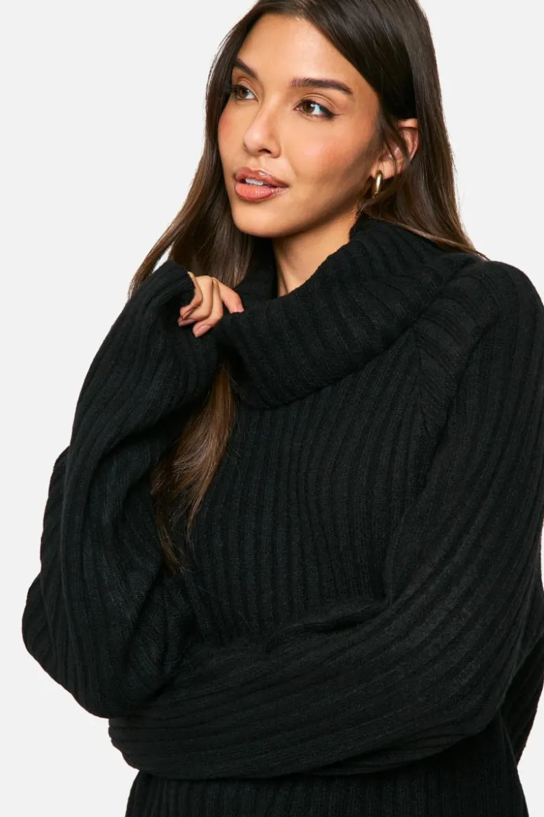 Oversized Jumpers|Jumpers*boohoo Oversized Cowl Neck Rib Knit Jumper black