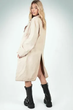 Up To 80% Off Winter Warmers|Long Coats*boohoo Oversized Double Breasted Coat sand