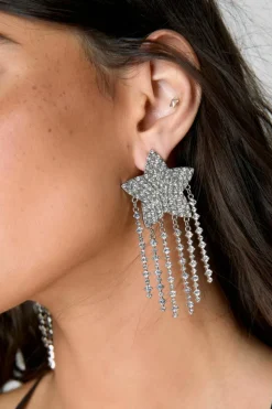 Earrings*NastyGal Oversized Embellished Drop Earrings silver